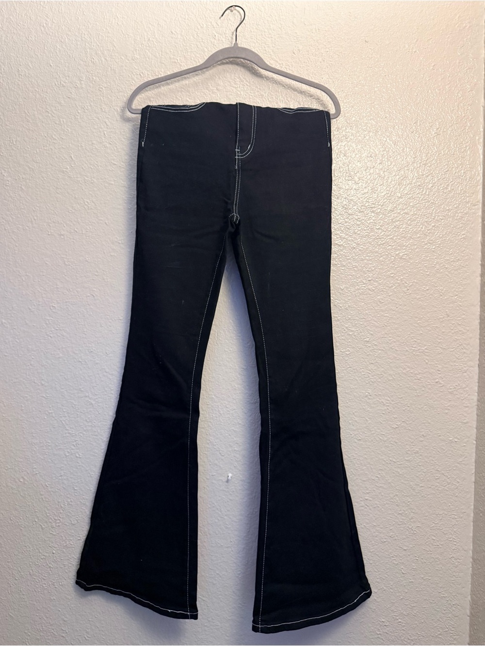 SHEIN Black Boot Cut Flare Pants with Contrast Stitching